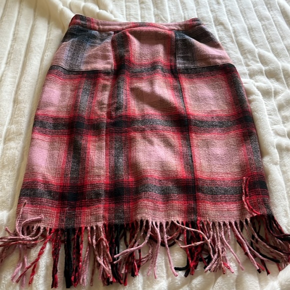 Anthropologie Pink and Red Plaid Mini Skirt - Picture 7 of 10